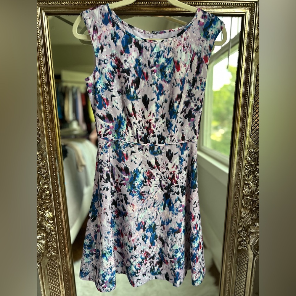 J. Crew Lavender Fit and Flare Sleeveless Watercolor Dress Size 0
